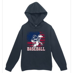 American Flag Baseball Player Batter Funny Game Day Gift Urban Pullover Hoodie