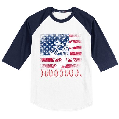 American Flag Baseball Player Batter Funny Game Day Gift Baseball Sleeve Shirt