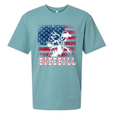 American Flag Baseball Player Batter Funny Game Day Gift Sueded Cloud Jersey T-Shirt