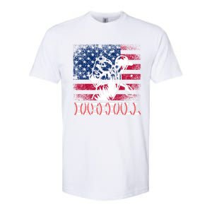 American Flag Baseball Player Batter Funny Game Day Gift Softstyle CVC T-Shirt