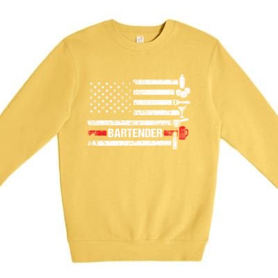 American Flag Bartending Bar Working Bartender Gift Premium Crewneck Sweatshirt