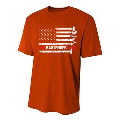 American Flag Bartending Bar Working Bartender Gift Performance Sprint T-Shirt