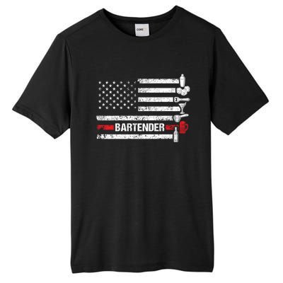 American Flag Bartending Bar Working Bartender Gift Tall Fusion ChromaSoft Performance T-Shirt