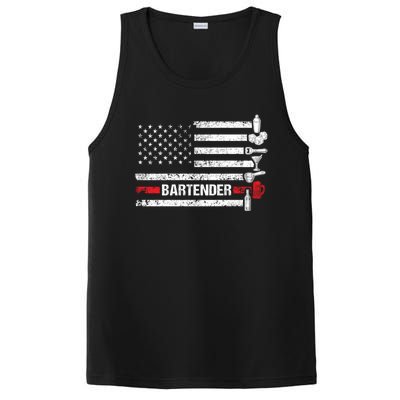 American Flag Bartending Bar Working Bartender Gift PosiCharge Competitor Tank