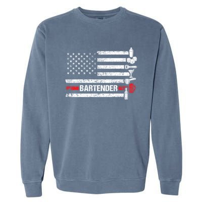 American Flag Bartending Bar Working Bartender Gift Garment-Dyed Sweatshirt