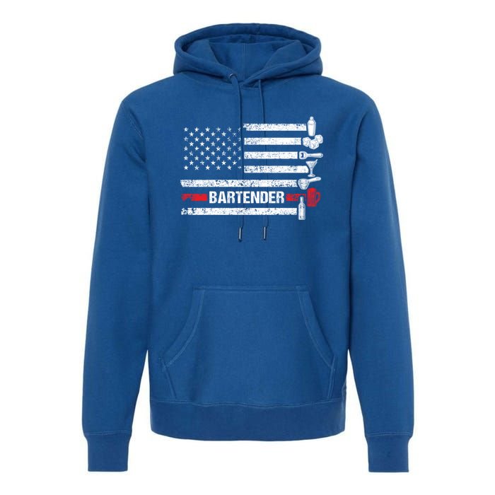 American Flag Bartending Bar Working Bartender Gift Premium Hoodie