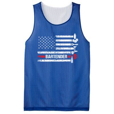 American Flag Bartending Bar Working Bartender Gift Mesh Reversible Basketball Jersey Tank