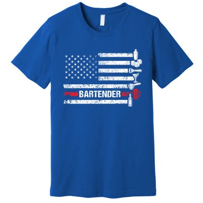 American Flag Bartending Bar Working Bartender Gift Premium T-Shirt