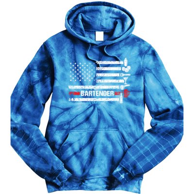 American Flag Bartending Bar Working Bartender Gift Tie Dye Hoodie