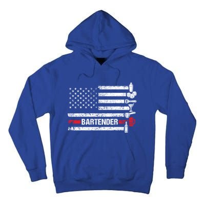 American Flag Bartending Bar Working Bartender Gift Tall Hoodie