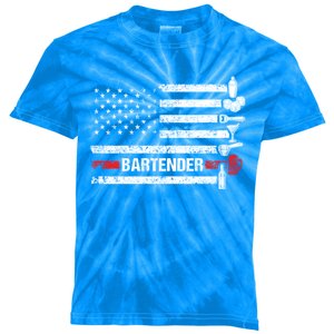 American Flag Bartending Bar Working Bartender Gift Kids Tie-Dye T-Shirt