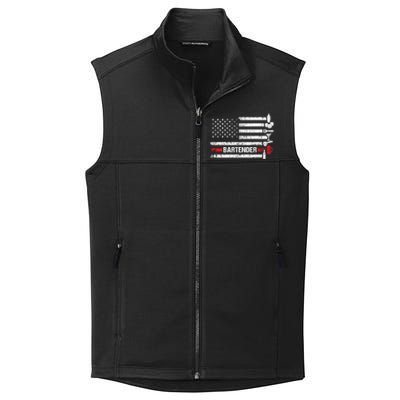 American Flag Bartending Bar Working Bartender Gift Collective Smooth Fleece Vest