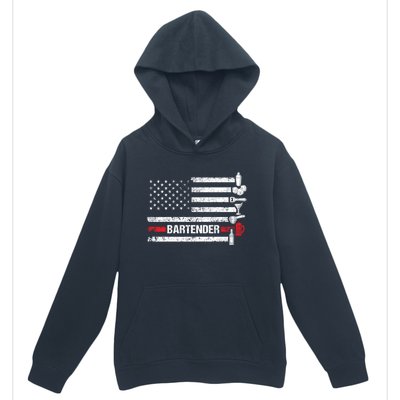 American Flag Bartending Bar Working Bartender Gift Urban Pullover Hoodie