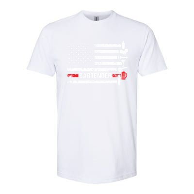 American Flag Bartending Bar Working Bartender Gift Softstyle CVC T-Shirt