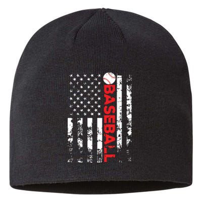 American Flag Baseball Team Gift Sustainable Beanie