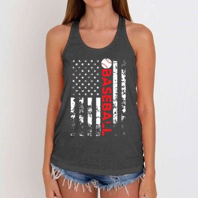 American Flag Baseball Team Gift Women's Knotted Racerback Tank