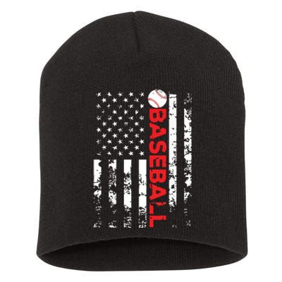 American Flag Baseball Team Gift Short Acrylic Beanie