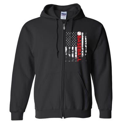 American Flag Baseball Team Gift Full Zip Hoodie