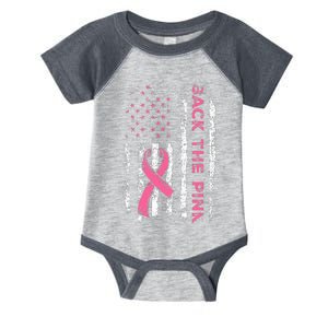 American Flag Back the Pink Breast Cancer Awareness Ribbon Infant Baby Jersey Bodysuit