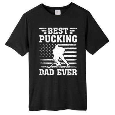 American Flag Best Pucking Dad Ever Hockey FatherS Day Cool Gift Tall Fusion ChromaSoft Performance T-Shirt