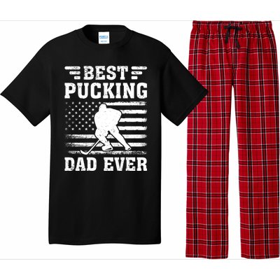 American Flag Best Pucking Dad Ever Hockey FatherS Day Cool Gift Pajama Set