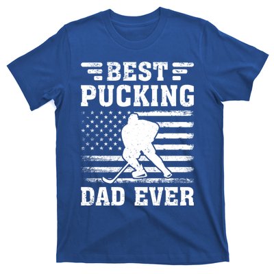 American Flag Best Pucking Dad Ever Hockey FatherS Day Cool Gift T-Shirt