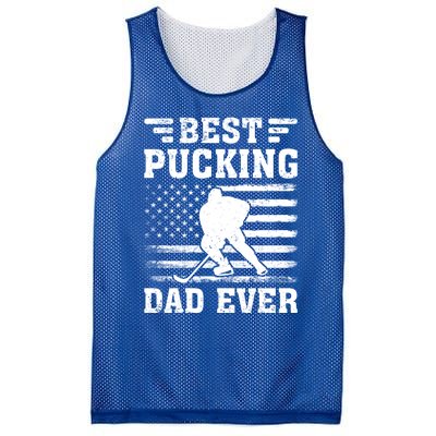 American Flag Best Pucking Dad Ever Hockey FatherS Day Cool Gift Mesh Reversible Basketball Jersey Tank