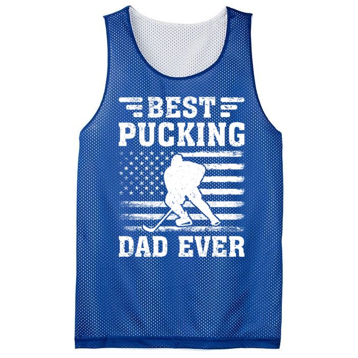 American Flag Best Pucking Dad Ever Hockey FatherS Day Cool Gift Mesh Reversible Basketball Jersey Tank