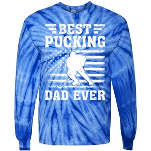 American Flag Best Pucking Dad Ever Hockey FatherS Day Cool Gift Tie-Dye Long Sleeve Shirt