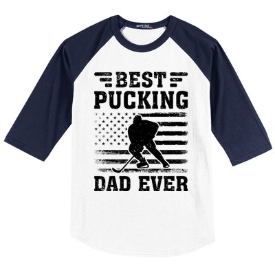 American Flag Best Pucking Dad Ever Hockey FatherS Day Cool Gift Baseball Sleeve Shirt