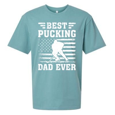 American Flag Best Pucking Dad Ever Hockey FatherS Day Cool Gift Sueded Cloud Jersey T-Shirt