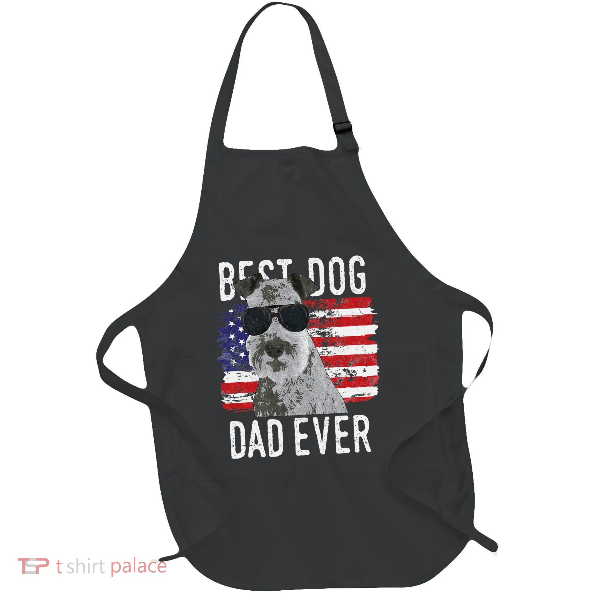 American Flag Best Dog Dad Ever Lakeland Terriers Usa Full-Length Apron With Pockets