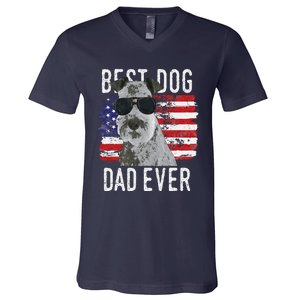 American Flag Best Dog Dad Ever Lakeland Terriers Usa V-Neck T-Shirt