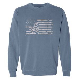 American Flag Baseball Cute Gift Baseball Gift Garment-Dyed Sweatshirt