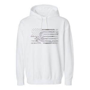 American Flag Baseball Cute Gift Baseball Gift Garment-Dyed Fleece Hoodie