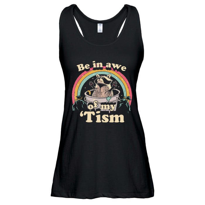 Autism Funny Be In Awe Of My Tism Meme Autistic Raccoon Gift Ladies Essential Flowy Tank