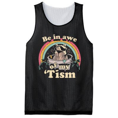 Autism Funny Be In Awe Of My Tism Meme Autistic Raccoon Gift Mesh Reversible Basketball Jersey Tank