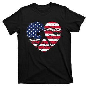 American Flag Baseball Heart shaped T-Shirt