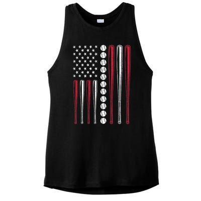 American Flag Baseball Team Gift Ladies PosiCharge Tri-Blend Wicking Tank