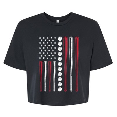 American Flag Baseball Team Gift Bella+Canvas Jersey Crop Tee