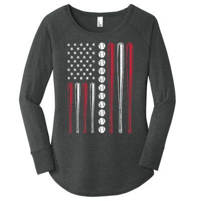 American Flag Baseball Team Gift Women's Perfect Tri Tunic Long Sleeve Shirt