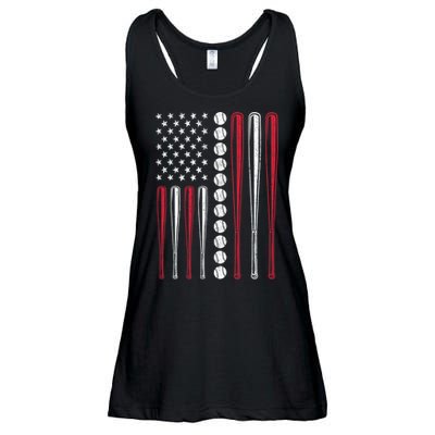 American Flag Baseball Team Gift Ladies Essential Flowy Tank