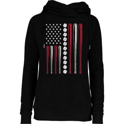 American Flag Baseball Team Gift Womens Funnel Neck Pullover Hood