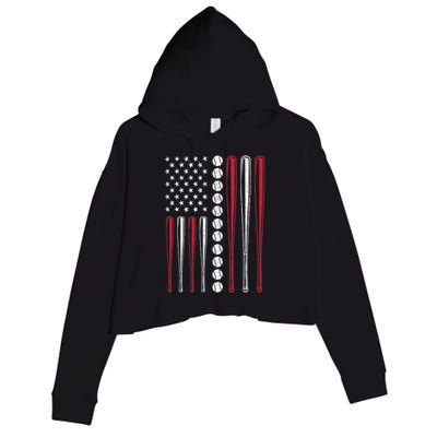 American Flag Baseball Team Gift Crop Fleece Hoodie