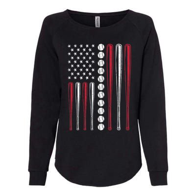 American Flag Baseball Team Gift Womens California Wash Sweatshirt