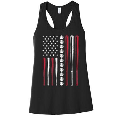 American Flag Baseball Team Gift Women's Racerback Tank