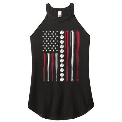 American Flag Baseball Team Gift Women's Perfect Tri Rocker Tank