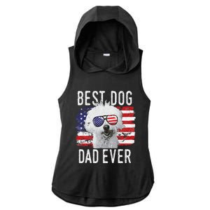 American Flag Best Dog Dad Ever Coton De Tulear Usa Ladies PosiCharge Tri-Blend Wicking Draft Hoodie Tank