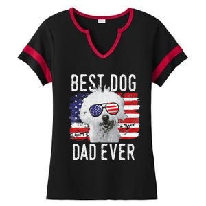 American Flag Best Dog Dad Ever Coton De Tulear Usa Ladies Halftime Notch Neck Tee