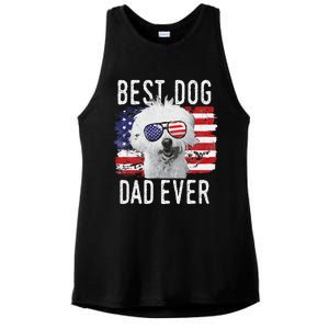 American Flag Best Dog Dad Ever Coton De Tulear Usa Ladies PosiCharge Tri-Blend Wicking Tank